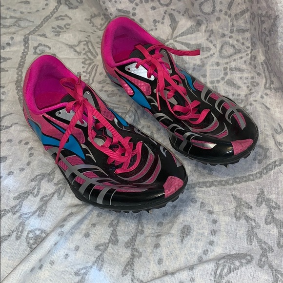 Brooks Shoes - Brooks PR Sprint Track Black Pink Cleats Sz 8.5